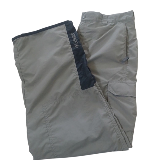 Columbia Gray Cargo Pants Mens Large 35x32 Outdoor Hiking Mesh Lining Light - Picture 1 of 15